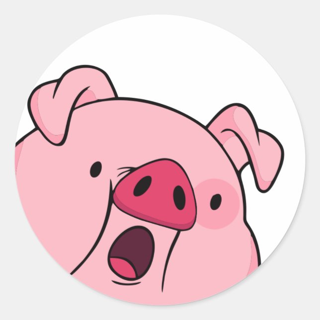 Waddles Gravity Falls Surprised Classic Round Sticker (Front)