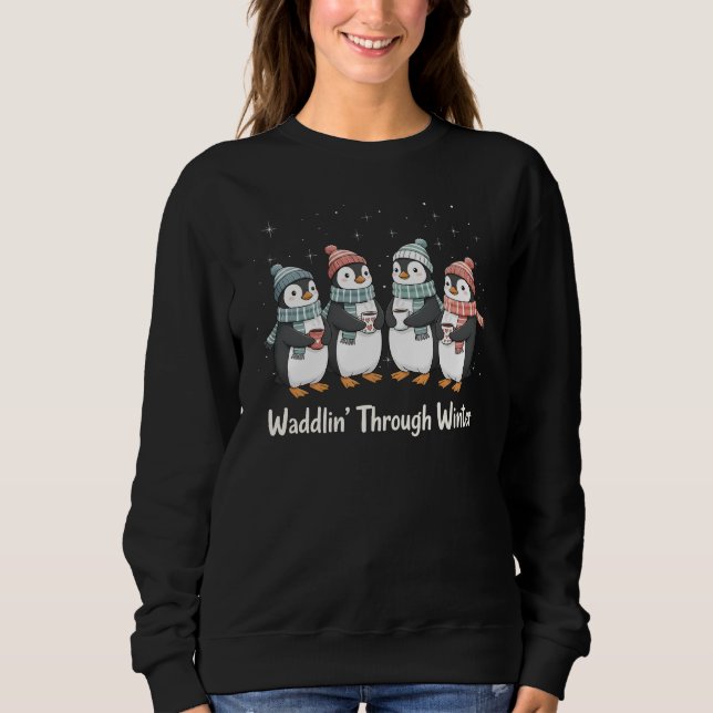 Waddlin’ Through Winter – Penguin Friends Sweatshirt (Front)