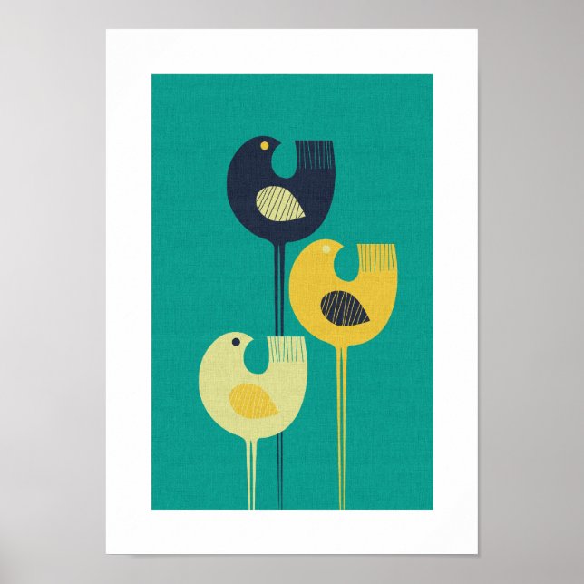Wading Birds - mid century modern / minimalist Poster (Front)