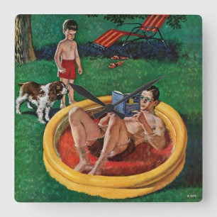 Wading Pool Square Wall Clock