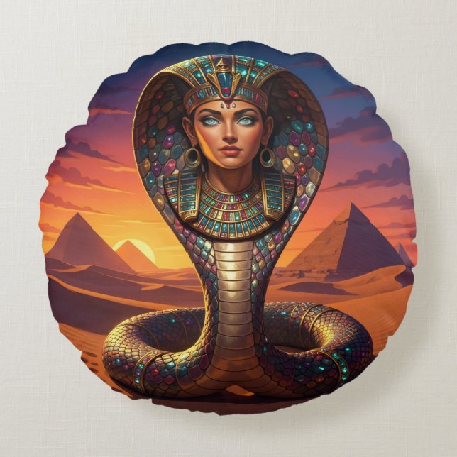 Wadjet – Egyptian Cobra Goddess´7 Round Cushion (Front)