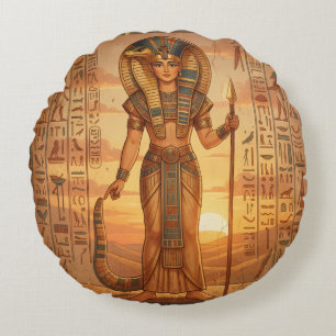 Wadjet - Egyptian Snake Goddess´3 Round Cushion