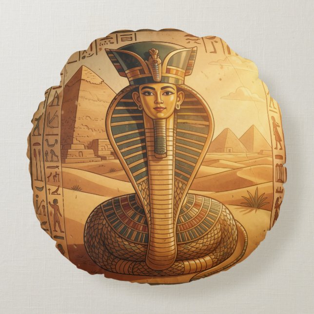 Wadjet - Egyptian Snake Goddess´4 Round Cushion (Front)