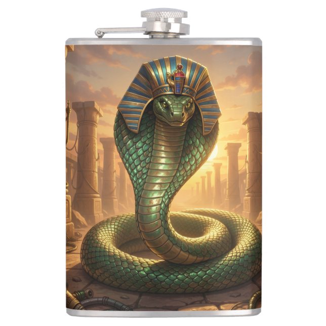 Wadjet – Egyptian Snake Goddess Hip Flask (Front)