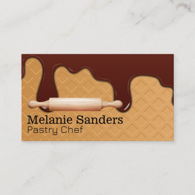 Wafer and Chocolate Syrup | Rolling Pin Business Card (Front)