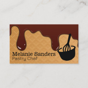 Wafer and Chocolate Syrup   Whisk Mixing Bowl Business Card
