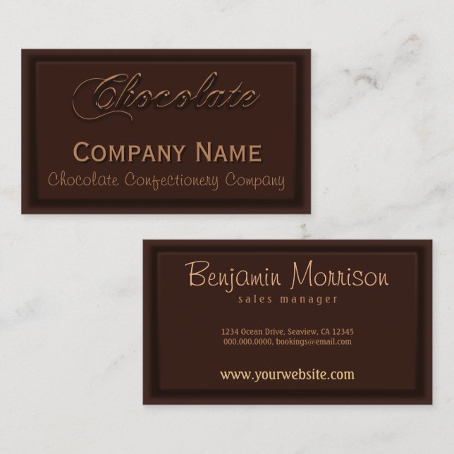 Wafer Thin Chocolate Confectionery Business Cards (Front/Back)