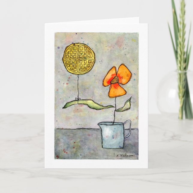 "Waffelluftballon" Watercolor Greeting Card (Front)