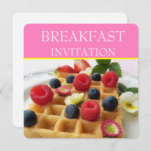 Waffle and Fruit Breakfast Invitations (Front/Back)