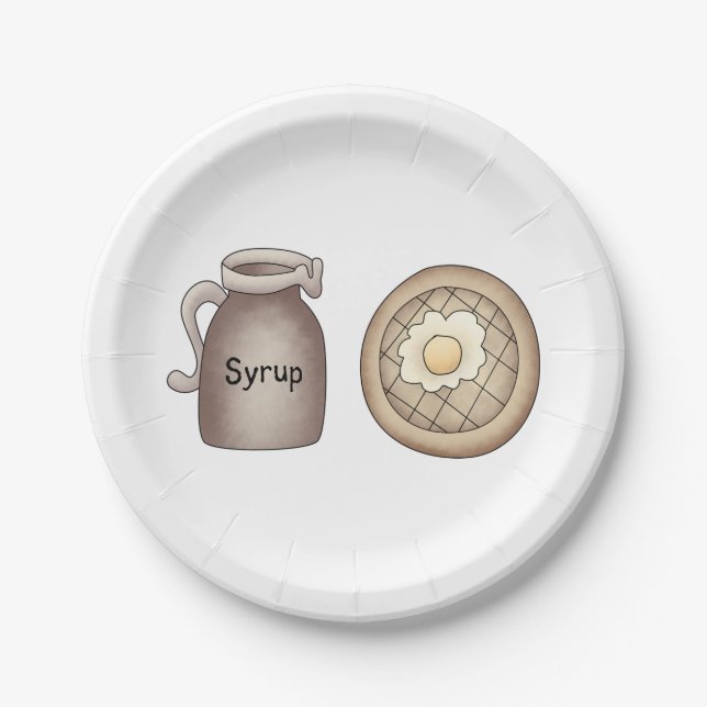 Waffle and Maple Syrup Jug Breakfast Paper Plate (Front)