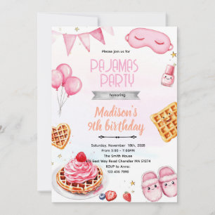 Waffle and Pajama birthday party invitation