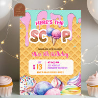 Waffle Background Dripping Pink Ice Cream Birthday