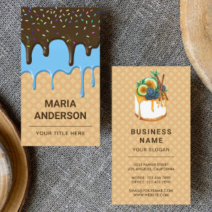 Waffle Blue Frosting Drip Pastry Chef Bakery Business Card