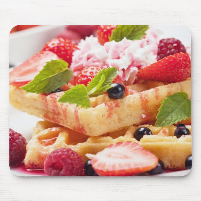 Waffle cake with fresh berry fruit mouse pad (Front)