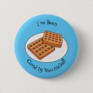 Waffle cartoon illustration 6 cm round badge
