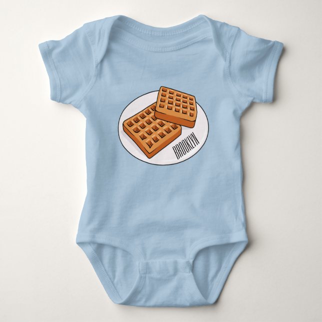 Waffle cartoon illustration  baby bodysuit (Front)