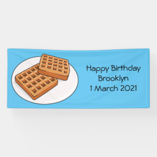 Waffle cartoon illustration banner