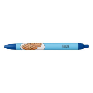 Waffle cartoon illustration black ink pen