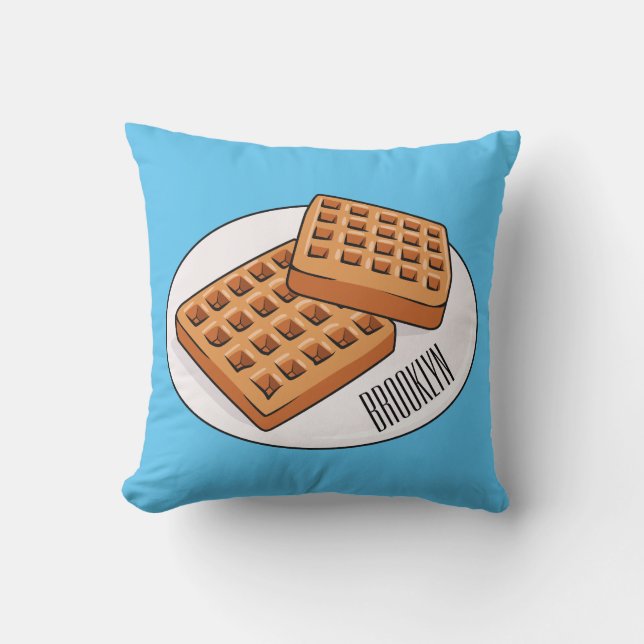 Waffle cartoon illustration  cushion (Front)