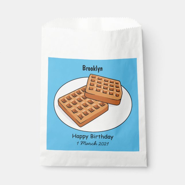 Waffle cartoon illustration favour bag (Front)