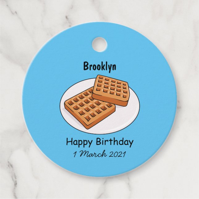 Waffle cartoon illustration favour tags (Front)