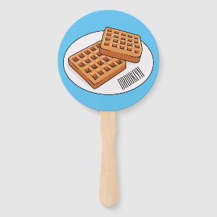 Waffle cartoon illustration hand fan