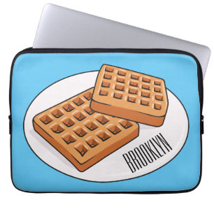 Waffle cartoon illustration  laptop sleeve