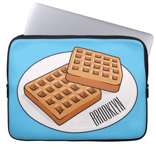 Waffle cartoon illustration  laptop sleeve (Front)