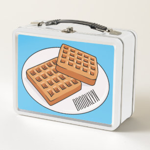 Waffle cartoon illustration metal lunch box