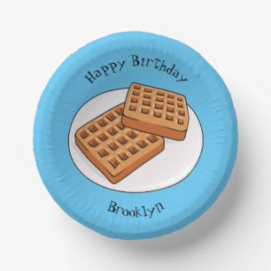 Waffle cartoon illustration  paper plate