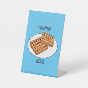 Waffle cartoon illustration  pedestal sign