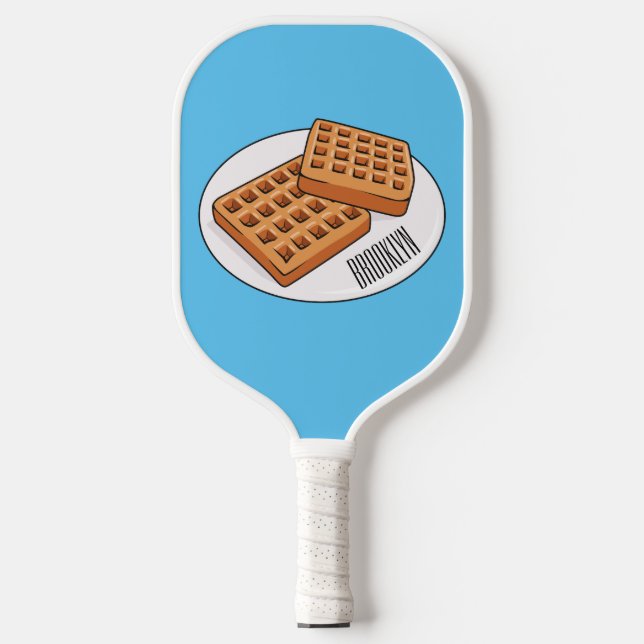 Waffle cartoon illustration  pickleball paddle (Front)