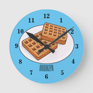 Waffle cartoon illustration  round clock