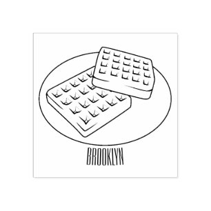 Waffle cartoon illustration rubber stamp