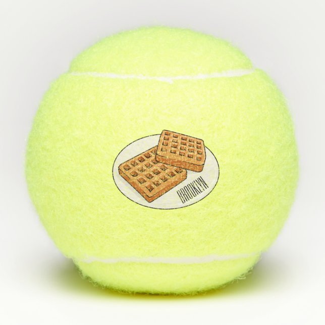 Waffle cartoon illustration  tennis balls (Front)