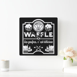 Waffle Chef Square Wall Clock