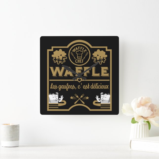 Waffle Chef Square Wall Clock (Home)