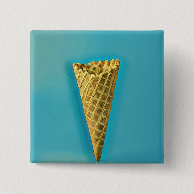 Waffle cone for ice cream lovers 15 cm square badge (Front)