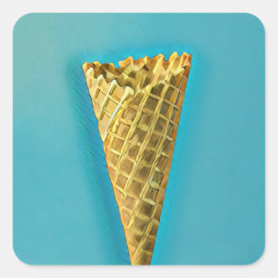 Waffle cone for ice cream lovers square sticker