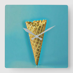 Waffle cone for ice cream lovers square wall clock