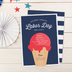 Waffle Cone Labour Day Celebration Invitation
