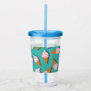 Waffle cones ice cream and frozen yogurt pattern acrylic tumbler
