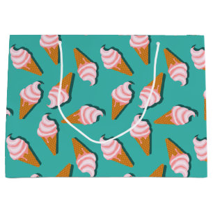 Waffle cones ice cream and frozen yogurt pattern b large gift bag