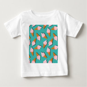 Waffle cones ice cream and frozen yogurt pattern baby T-Shirt