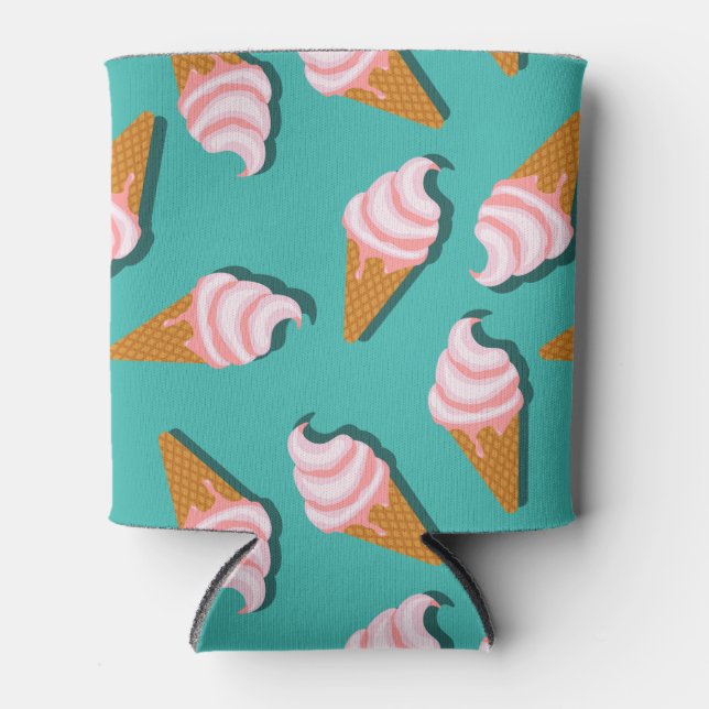 Waffle cones ice cream and frozen yogurt pattern can cooler (Front)