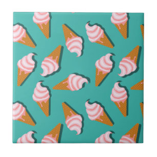 Waffle cones ice cream and frozen yogurt pattern ceramic tile