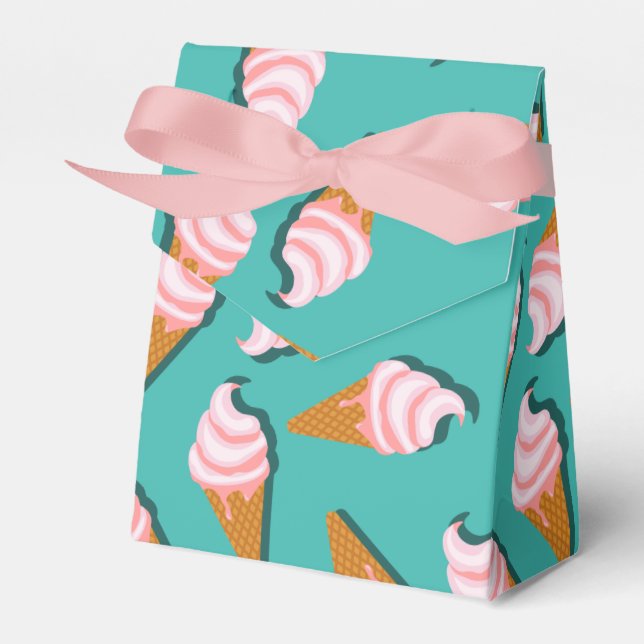 Waffle cones ice cream and frozen yogurt pattern favour box (Front Side)