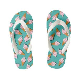 Waffle cones ice cream and frozen yogurt pattern kid's thongs