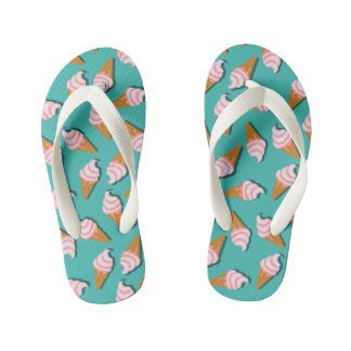 Waffle cones ice cream and frozen yogurt pattern kid's thongs