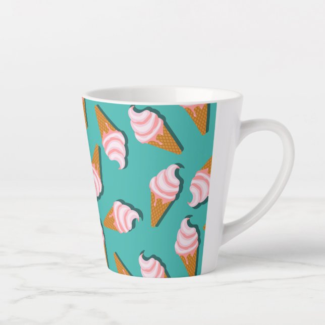 Waffle cones ice cream and frozen yogurt pattern latte mug (Right)